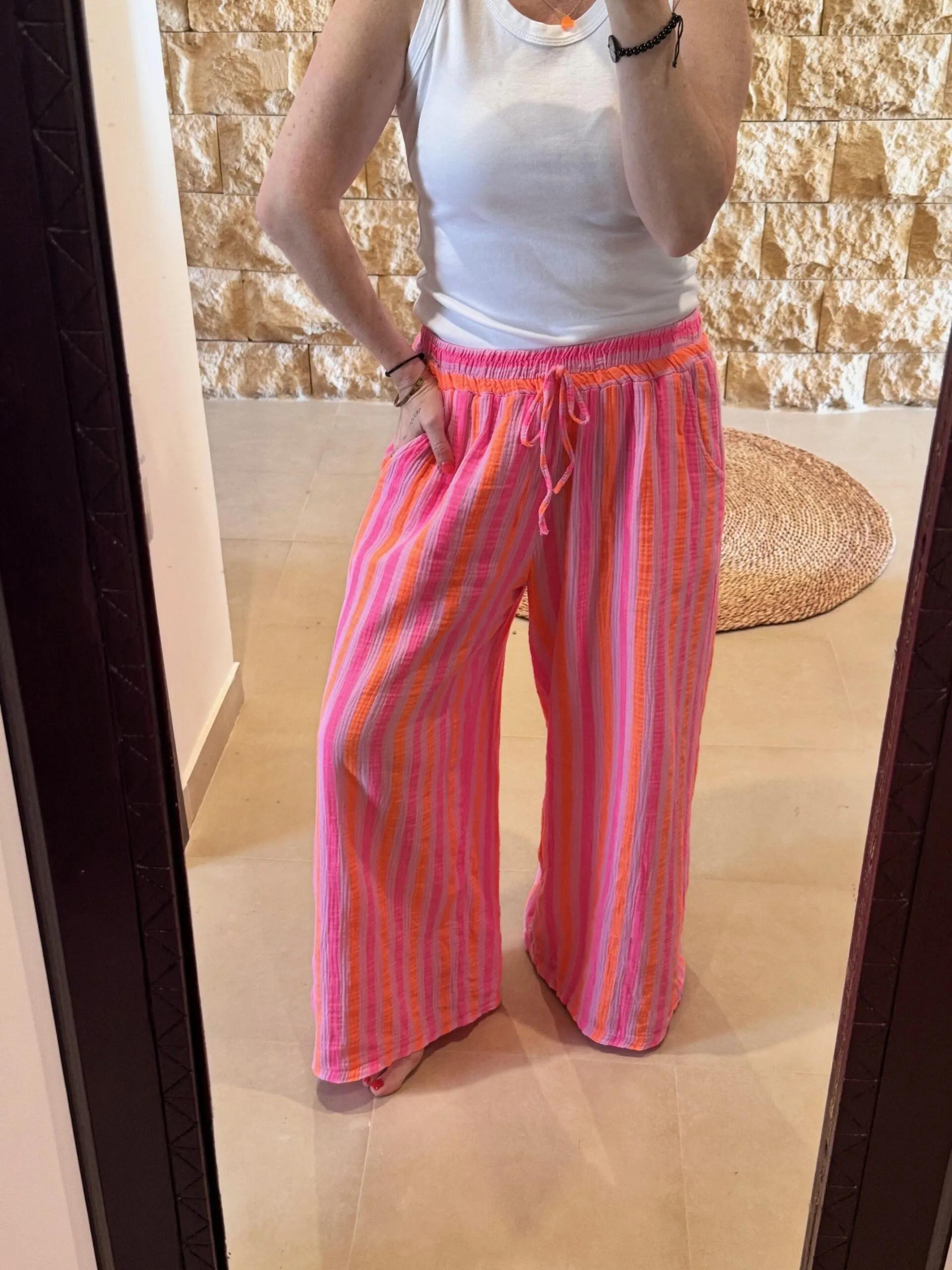 Musselinhose | Neonfarben Orange & Pink mit Rosa